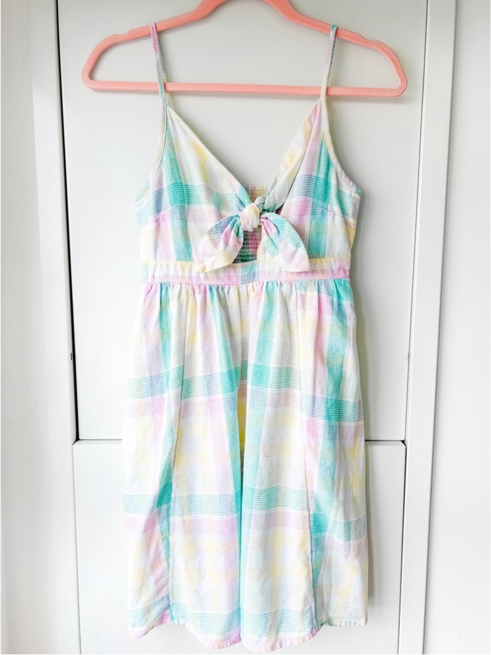 Gap pastel plaid linen mini dress